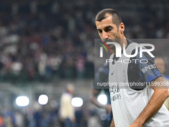 Henrikh Mkhitaryan of Inter FC warms up prior to the Italian Serie A football match between Inter FC and AC Milan in Milan, Italy, on Septem...