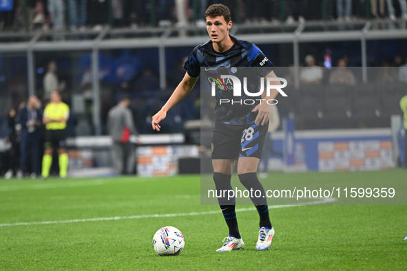 Benjamin Pavard of Inter FC during the Italian Serie A football match between Inter FC and AC Milan in Milan, Italy, on September 22, 2024,...