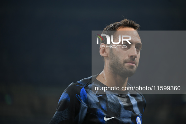 Hakan Calhanoglu of Inter FC during the Italian Serie A football match between Inter FC and AC Milan in Milan, Italy, on September 22, 2024,...