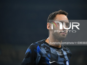 Hakan Calhanoglu of Inter FC during the Italian Serie A football match between Inter FC and AC Milan in Milan, Italy, on September 22, 2024,...