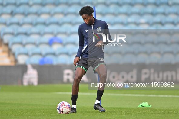 Bryant Bilongo (27 Bristol Rovers) warms up during the Sky Bet League 1 match between Peterborough and Bristol Rovers at London Road in Pete...