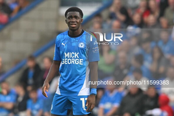 Kwame Poku (11 Peterborough United) looks on during the Sky Bet League 1 match between Peterborough and Bristol Rovers at London Road in Pet...