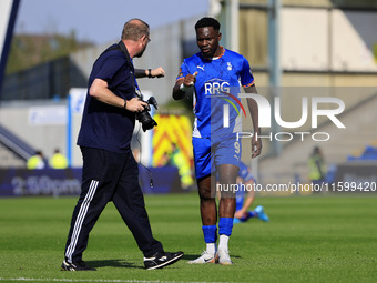 Mike Fondop of Oldham Athletic Association Football Club during the Vanarama National League match between Oldham Athletic and Yeovil Town a...