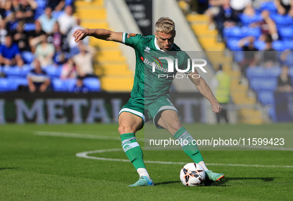 Jake Wannell of Yeovil Town Football Club during the Vanarama National League match between Oldham Athletic and Yeovil Town at Boundary Park...