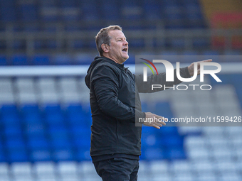 Yeovil Town Manager Mark Cooper during the Vanarama National League match between Oldham Athletic and Yeovil Town at Boundary Park in Oldham...