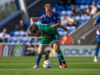 Tom Conlon of Oldham Athletic battles for possession during the Vanarama National League match between Oldham Athletic and Yeovil Town at Bo...