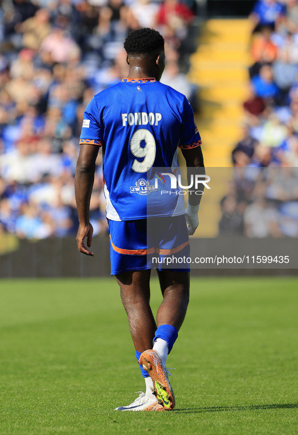 Mike Fondop of Oldham Athletic Association Football Club during the Vanarama National League match between Oldham Athletic and Yeovil Town a...