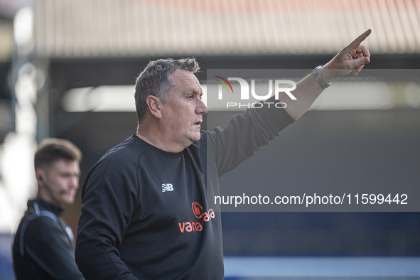 Oldham Athletic Manager Micky Mellon during the Vanarama National League match between Oldham Athletic and Yeovil Town at Boundary Park in O...