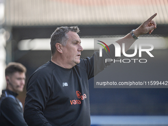 Oldham Athletic Manager Micky Mellon during the Vanarama National League match between Oldham Athletic and Yeovil Town at Boundary Park in O...