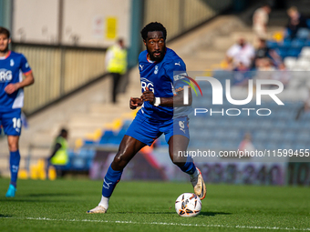 Oldham Athletic's Manny Monthe during the Vanarama National League match between Oldham Athletic and Yeovil Town at Boundary Park in Oldham,...