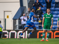 Mike Fondop of Oldham Athletic celebrates scoring during the Vanarama National League match between Oldham Athletic and Yeovil Town at Bound...