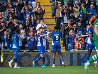 Mike Fondop of Oldham Athletic celebrates during the Vanarama National League match between Oldham Athletic and Yeovil Town at Boundary Park...