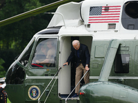 U.S. President Joe Biden speaks to reporters after returning to the White House on September 22, 2024 in Washington, DC. Biden hosted a 'Qua...