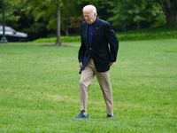 U.S. President Joe Biden speaks to reporters after returning to the White House on September 22, 2024 in Washington, DC. Biden hosted a 'Qua...