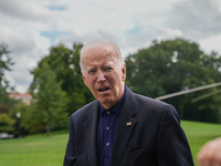 U.S. President Joe Biden speaks to reporters after returning to the White House on September 22, 2024 in Washington, DC. Biden hosted a 'Qua...