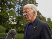 U.S. President Joe Biden speaks to reporters after returning to the White House on September 22, 2024 in Washington, DC. Biden hosted a 'Qua...