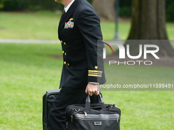 U.S. President Joe Biden speaks to reporters after returning to the White House on September 22, 2024 in Washington, DC. Biden hosted a 'Qua...