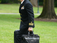 U.S. President Joe Biden speaks to reporters after returning to the White House on September 22, 2024 in Washington, DC. Biden hosted a 'Qua...