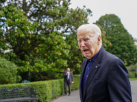 U.S. President Joe Biden speaks to reporters after returning to the White House on September 22, 2024 in Washington, DC. Biden hosted a 'Qua...