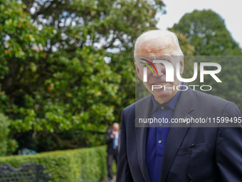 U.S. President Joe Biden speaks to reporters after returning to the White House on September 22, 2024 in Washington, DC. Biden hosted a 'Qua...