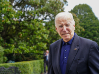 U.S. President Joe Biden speaks to reporters after returning to the White House on September 22, 2024 in Washington, DC. Biden hosted a 'Qua...