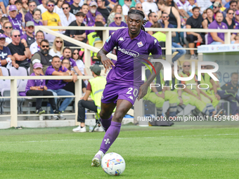 Moise Kean of ACF Fiorentina during the Italian Serie A football match between ACF Fiorentina and SS Lazio in Florence, Italy, on September...