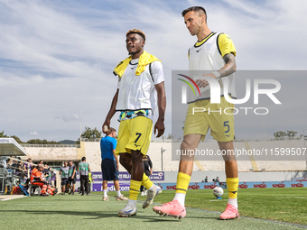 Matias Vecino and Fisayo Dele-Bashiru of ACF Fiorentina during the Italian Serie A football match between ACF Fiorentina and SS Lazio in Flo...