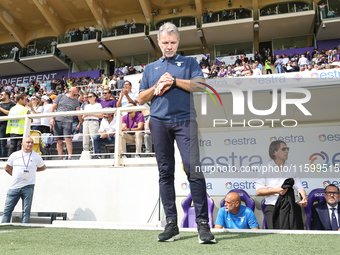 Marco Baroni participates in the Italian Serie A football match between ACF Fiorentina and SS Lazio in Florence, Italy, on September 22, 202...