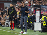 Inigo Perez, head coach of Rayo Vallecano, is seen during the La Liga EA Sports 2024/25 football match between Rayo Vallecano and Atletico d...