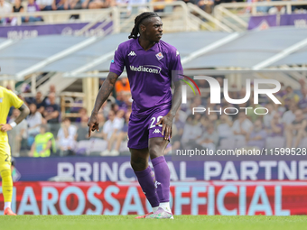 Moise Kean of ACF Fiorentina during the Italian Serie A football match between ACF Fiorentina and SS Lazio in Florence, Italy, on September...