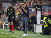 Inigo Perez, head coach of Rayo Vallecano, is seen during the La Liga EA Sports 2024/25 football match between Rayo Vallecano and Atletico d...