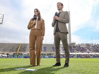 DAZN commentators during the Italian Serie A football match between ACF Fiorentina and SS Lazio in Florence, Italy, on September 22, 2024, a...