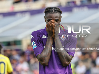 Moise Kean of ACF Fiorentina during the Italian Serie A football match between ACF Fiorentina and SS Lazio in Florence, Italy, on September...