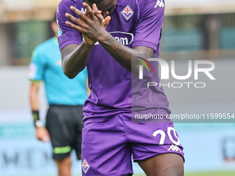 Moise Kean of ACF Fiorentina during the Italian Serie A football match between ACF Fiorentina and SS Lazio in Florence, Italy, on September...