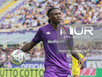 Moise Kean of ACF Fiorentina during the Italian Serie A football match between ACF Fiorentina and SS Lazio in Florence, Italy, on September...