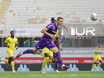 Albert Gudmundsson of ACF Fiorentina controls the ball during the Italian Serie A football match between ACF Fiorentina and SS Lazio in Flor...