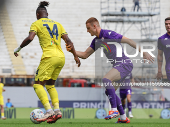 Tijjani Noslin of SS Lazio controls the ball during the Italian Serie A football match between ACF Fiorentina and SS Lazio in Florence, Ital...