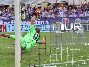 Ivan Provedel takes a penalty kick in the Italian Serie A football match between ACF Fiorentina and SS Lazio in Florence, Italy, on Septembe...