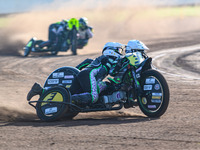 Josh and Scott Goodwin of Great Britain practice during the FIM Long Track World Championship Final 5 at the Speed Centre Roden in Roden, Ne...