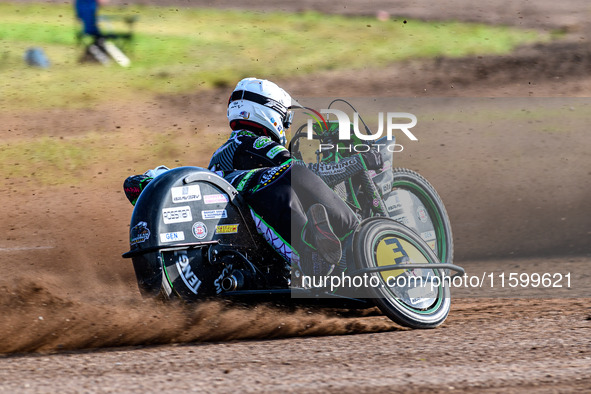 Josh and Scott Goodwin of Great Britain practice during the FIM Long Track World Championship Final 5 at the Speed Centre Roden in Roden, Ne...