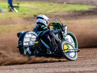 Josh and Scott Goodwin of Great Britain practice during the FIM Long Track World Championship Final 5 at the Speed Centre Roden in Roden, Ne...