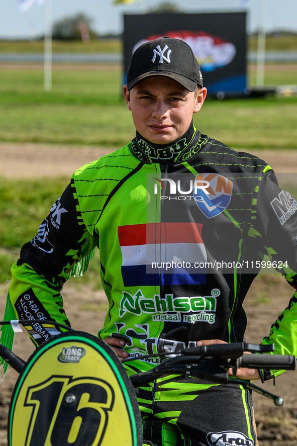 Nigel Hummel of The Netherlands participates in the FIM Long Track World Championship Final 5 at the Speed Centre Roden in Roden, Netherland...