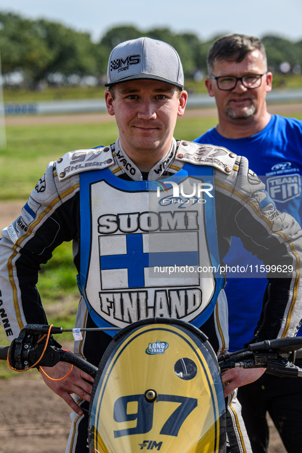 Henri Ahlbom (97) of Finland during the FIM Long Track World Championship Final 5 at the Speed Centre Roden in Roden, Netherlands, on Septem...