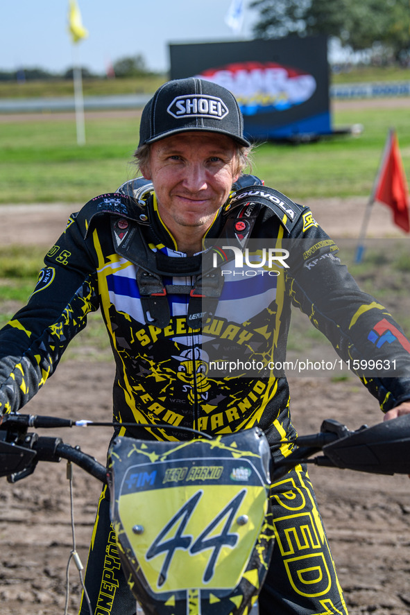 Tero Aarnio (44) of Finland during the FIM Long Track World Championship Final 5 at the Speed Centre Roden in Roden, Netherlands, on Septemb...