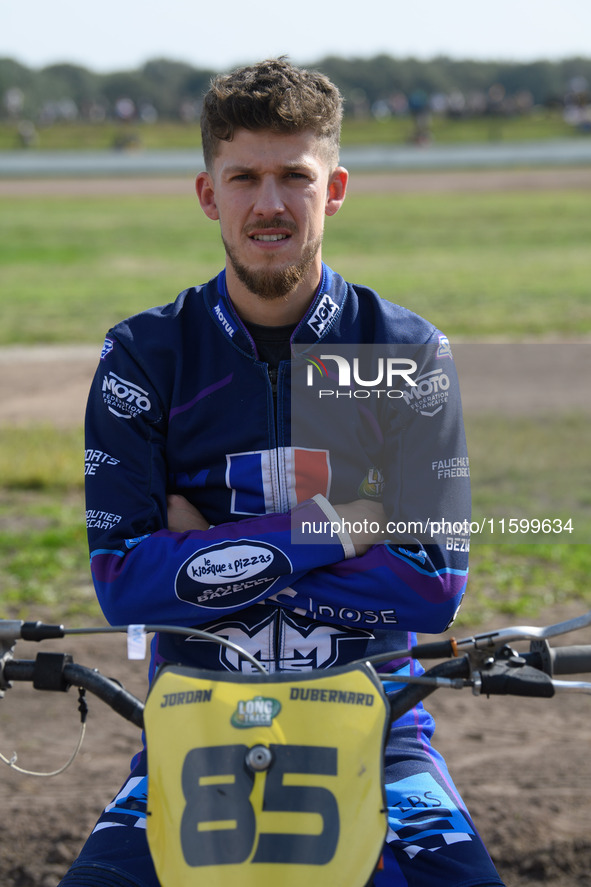 Jordan Dubernard (85) of France during the FIM Long Track World Championship Final 5 at the Speed Centre Roden in Roden, Netherlands, on Sep...