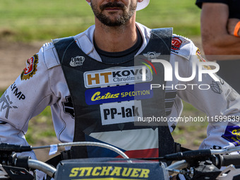 Hynek Stichauer (86) of the Czech Republic participates in the FIM Long Track World Championship Final 5 at the Speed Centre Roden in Roden,...