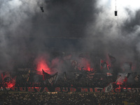 AC Milan supporters during the Italian Serie A football match between Inter FC and AC Milan in Milan, Italy, on September 22, 2024, at Giuse...