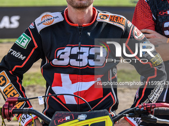 Kenneth Kruse Hansen (333) of Denmark participates in the FIM Long Track World Championship Final 5 at the Speed Centre Roden in Roden, Neth...