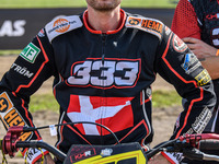 Kenneth Kruse Hansen (333) of Denmark participates in the FIM Long Track World Championship Final 5 at the Speed Centre Roden in Roden, Neth...