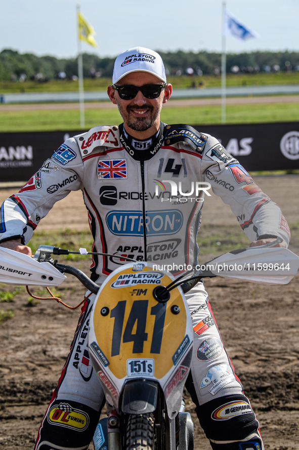 Andrew Appleton (141) of Great Britain participates in the FIM Long Track World Championship Final 5 at the Speed Centre Roden in Roden, Net...